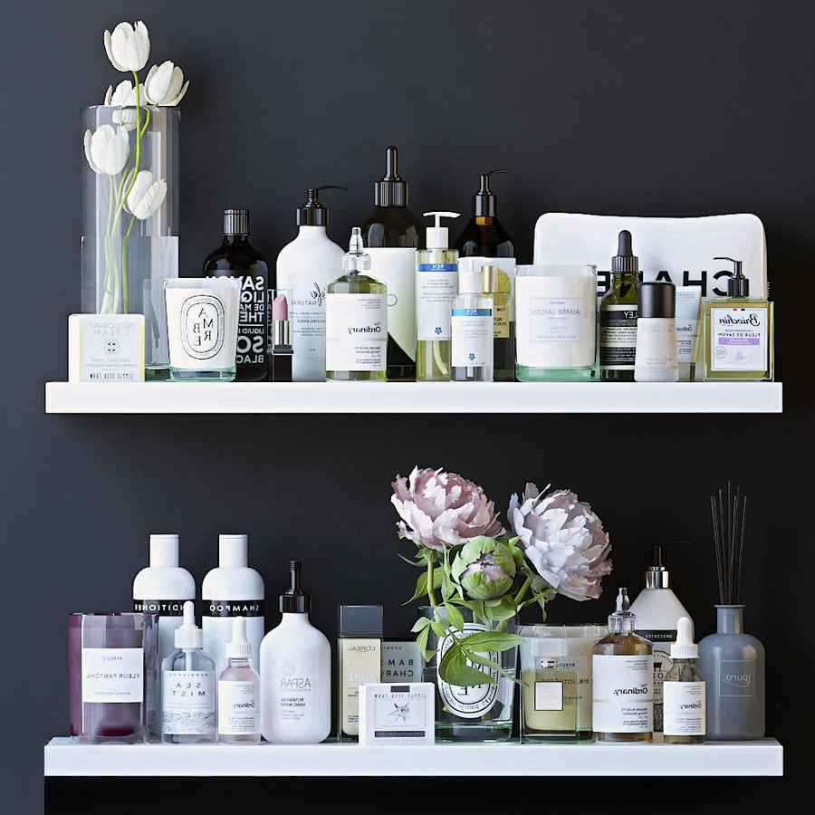 Shelves with cosmetics and bathroom decor - 2